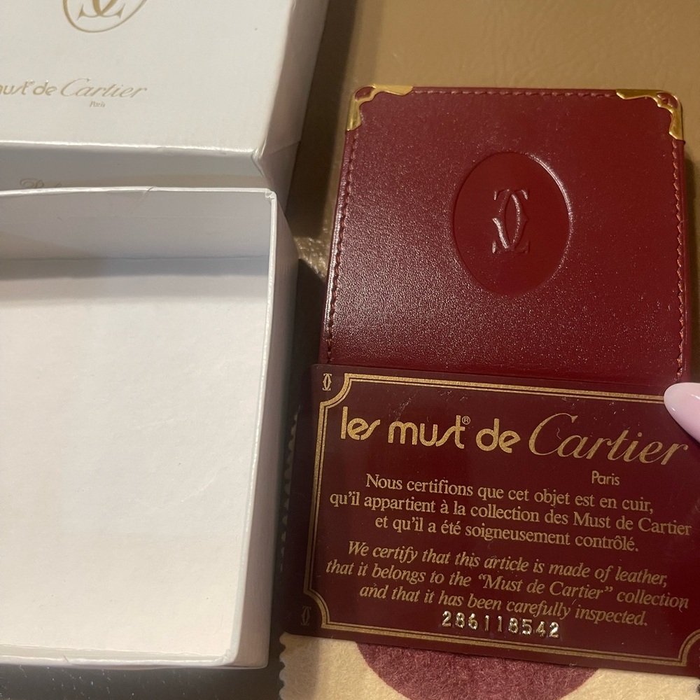 Cartier Burgundy Leather Money Clip with Gold Accents - Picture 3 of 9